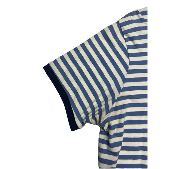 Polo Ralph Lauren Mens XL Short Sleeve Polo Shirt Blue Stripe Orange Logo Preppy - Picture 4 of 9